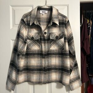 BB Dakota Plaid Shacket Shirt Jacket in Black and Cream